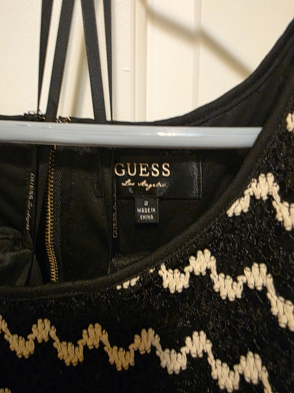 GUESS Black & Cream Textured Knit Tank Dress
